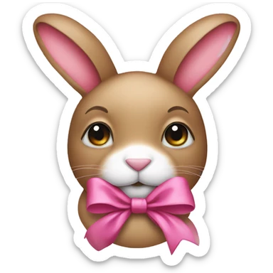 Bunny face with pink bow sticker