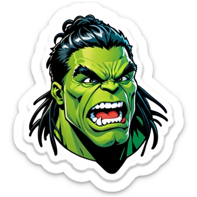 Hulk kissed hule with black dreadlocs  sticker