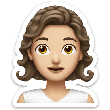 Brunette hair white girl applying cream on face sticker