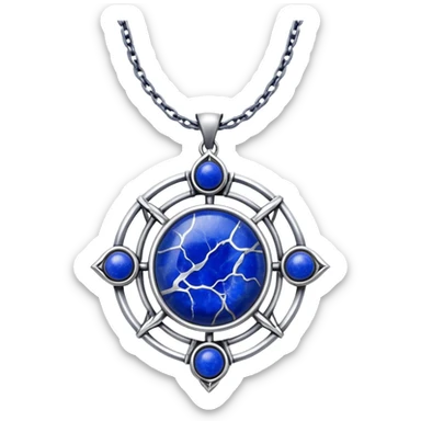 mystical necklace with lapis lazuli stone, glowing blue with white veins sticker
