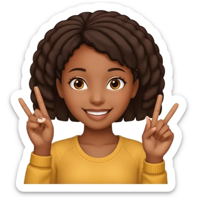 Create me a black Girl Scout emoji holding up the 3 fingers sticker