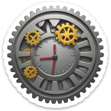 clock coin background with gear in center sticker