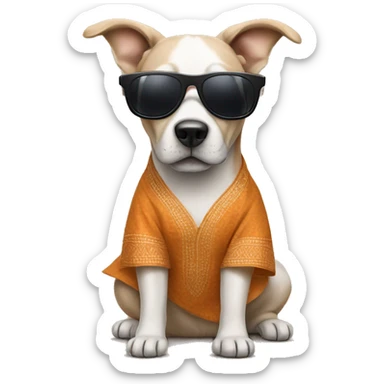 Dog wearing kurta and sunglasses sticker