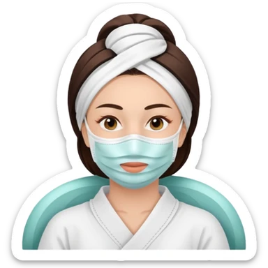 Lady with face mask spa beauty full face relaxing sticker