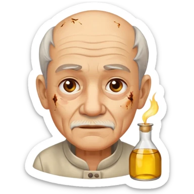 AN OLD MAN FULL OF BURNED MARKS BECAUSE OF COOKING OIL sticker