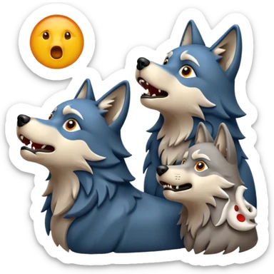 Wolf pack howling in different directions  sticker