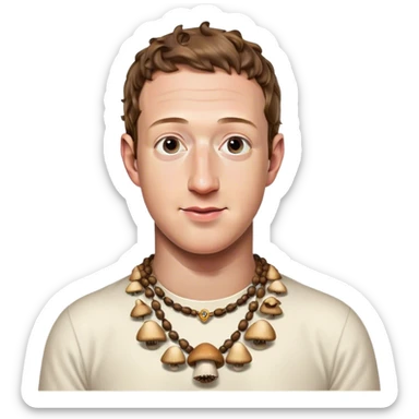 Mark Zuckerberg wearing a necklace made of mushrooms sticker