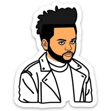 2012, The Weeknd,  canadian celebrity and singer from Toronto, hyperrealistic, mirco-detailed, 3D sticker design
 Must be 8k hd, 8000x8000px resolution. Must use very thin transparent smooth lines sticker