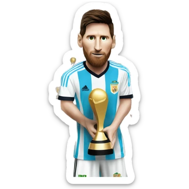 Lionel Messi with world cup trophy  sticker