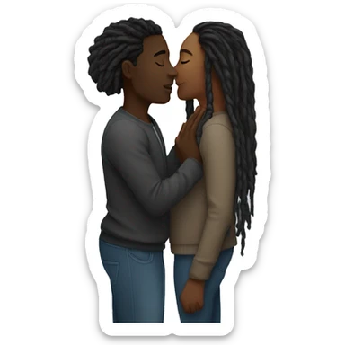 Black couple with locs kissing  sticker