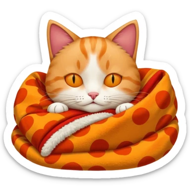 A sleepy cat patient wrapped in a warm blanket, holding a tiny hot pack.
 sticker