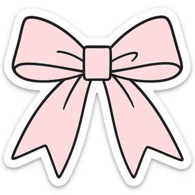 Make the preppy pink bow more long and flowy, pastel pink, neat ribbon, subtle shine, no background. sticker