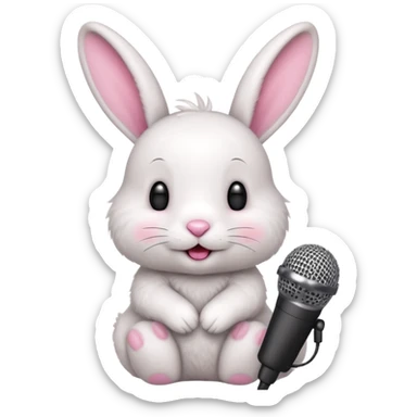 white bunnie singing to mic sticker
