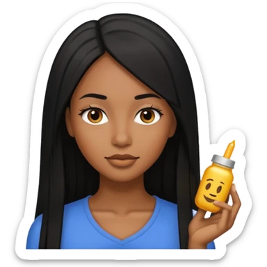 shorter brownskin Black woman with long straight black hair sticker