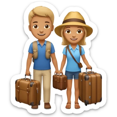 photorealistic tourists with a suitcase sticker