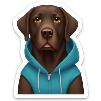 Chocolate lab wearing a hoodie sticker