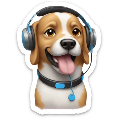 dog with headphones sticker