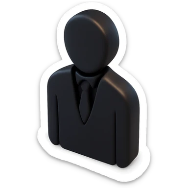 businessperson silhouette in 3D black style sticker
