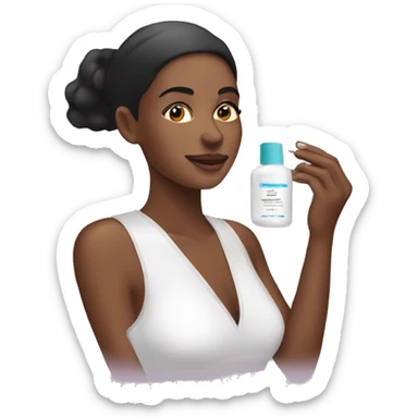 a woman putting skincare on sticker