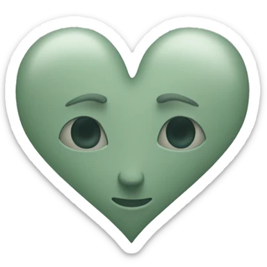 Sage green heart with no face sticker