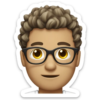 black male with spikey hair and glasses and white female with brown wavy hair , green eyes and glasses sticker