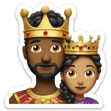 a queen and a king with hear eyes sticker