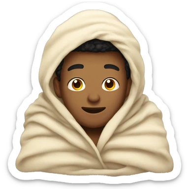 Light skin guy in a cozy blanket sticker