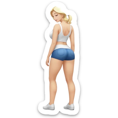 fullbody busty blonde woman bending over, SFW sticker