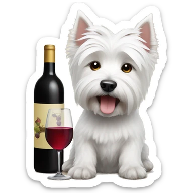 Westie with wine sticker
