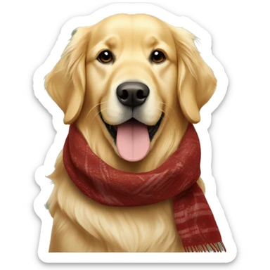 Golden retriever drinking Starbucks with a scarf on sticker