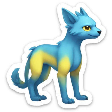 Cute cool blue yellow animal hybrid Fakemon full body sticker