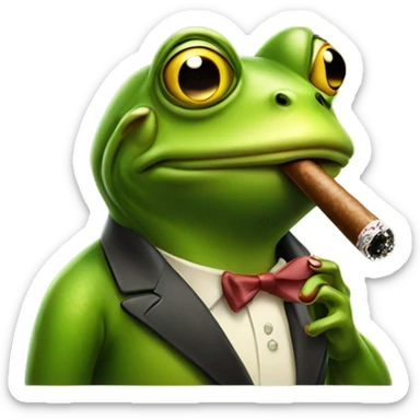 A frog smoking a cigar sticker