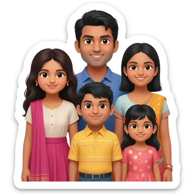 indian family of 5 sticker