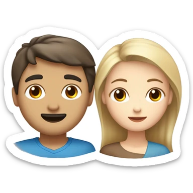 un homme allemand blond au yeux bleu et une femme chinoise brune au yeux marrons clair qui se mari sticker