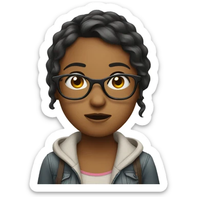 Girl shrugging with glasses sticker