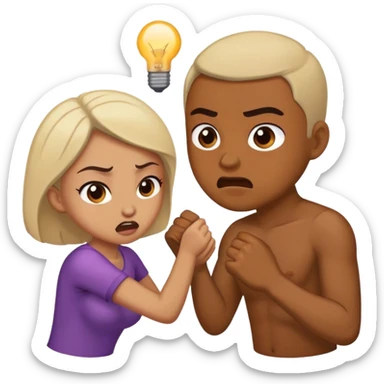 Brown skin women light skin man tussling sticker