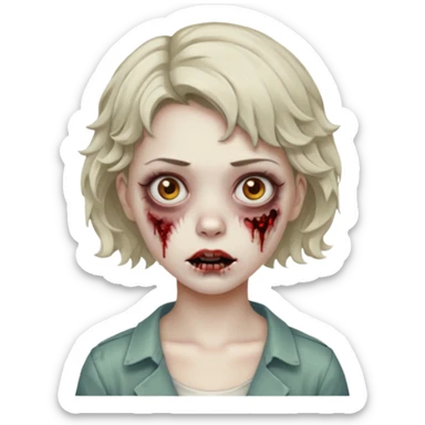 Uma menina zombie com um cabelo ondulado curto, com a franja pro lado sticker