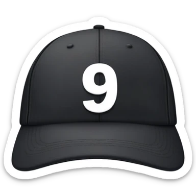 black cap with number “9” on it sticker