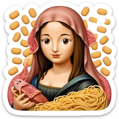 pop art monalisa SPAM meat spaghettio slop  sticker