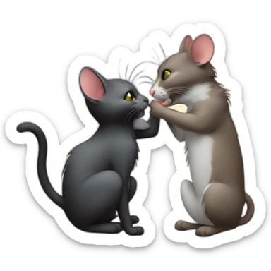 cat kiss rat sticker