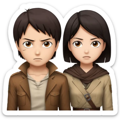 Attack On Titan, Eren Yeager and Mikasa sticker
