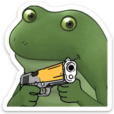 Frog with a gun sticker
