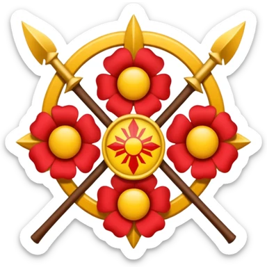Hazme un emoji con el logo de la falange española con las 5 flechas y las 5 rosas sticker