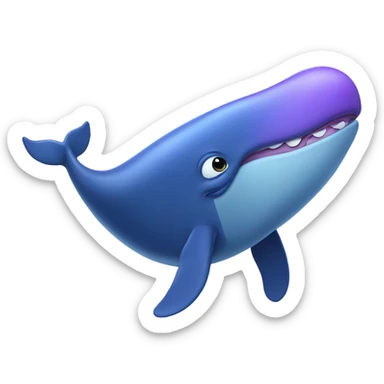 Blue whale purple happy sticker