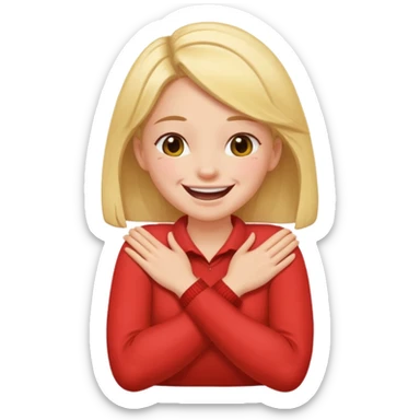 girl with her arms crossed holding her neck laughing  sticker