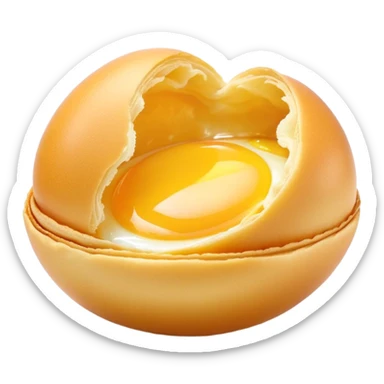 3D rendered authentic Hong Kong egg puffs (港式鸡蛋仔) being pulled apart showing stretchy interior, golden color, hyper-realistic egg-shaped bubbles, glossy surface, detailed texture sticker