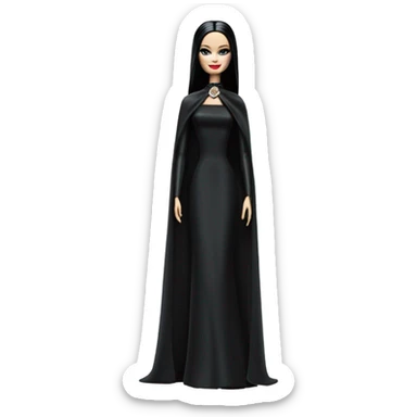 Dulcissima Barbie, Morticia Addams, cape,veil,funeralwear,showing off, show full body,accessories  sticker