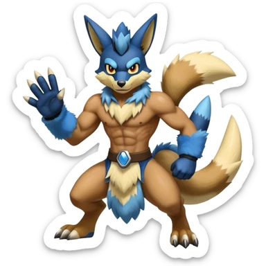 Lucario-Lombax-Zeraora-hybrid (Full body) sticker