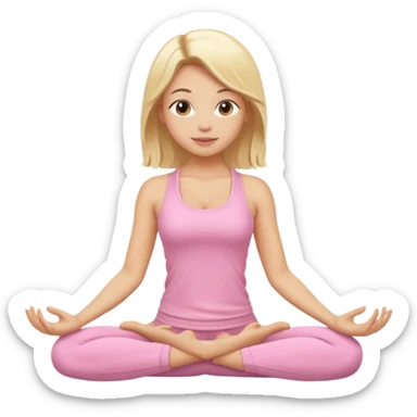 blonde yoga girl light pink clothes n sticker