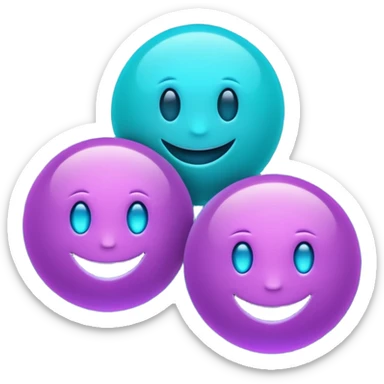 emoji icon of three glowing orbs connected by light beams forming unity, neon purple and cyan lights, dark futuristic background, 1:1

 sticker